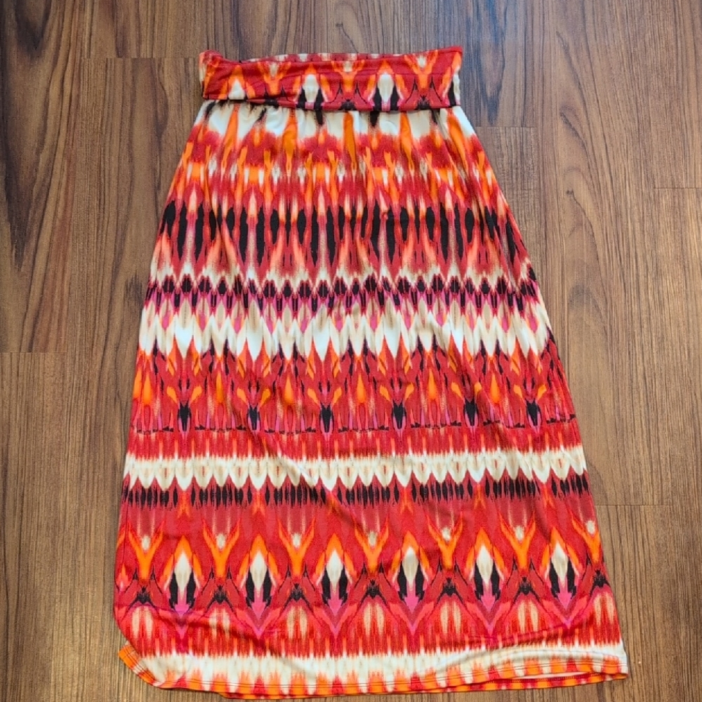 Alyx Vibrant Red and Orange Midi Skirt